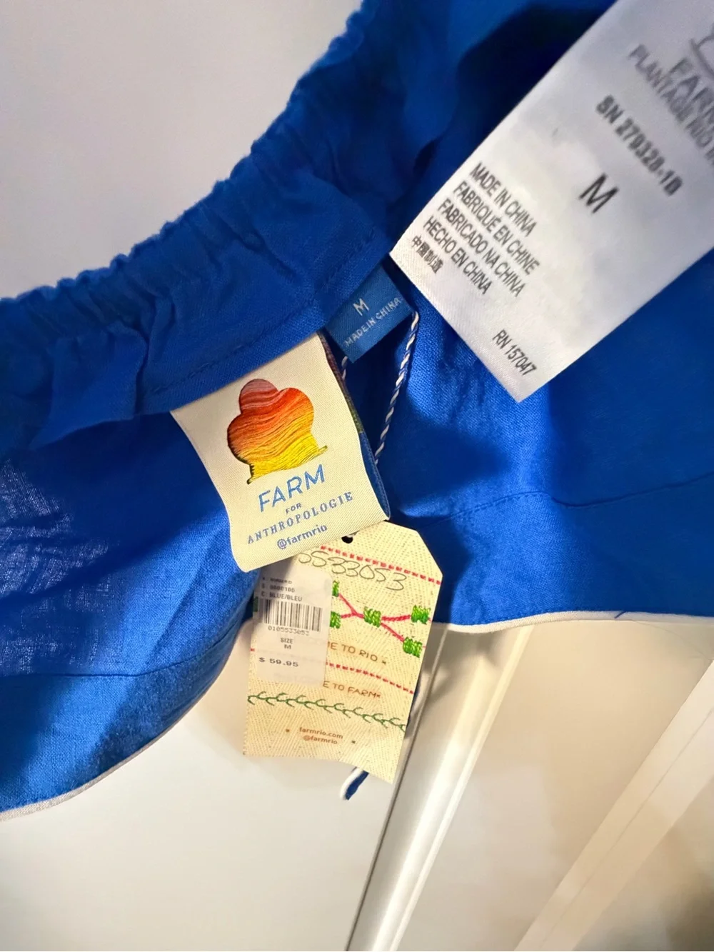 Anthropologie Blue Cropped Shell Appliqué Tank Top